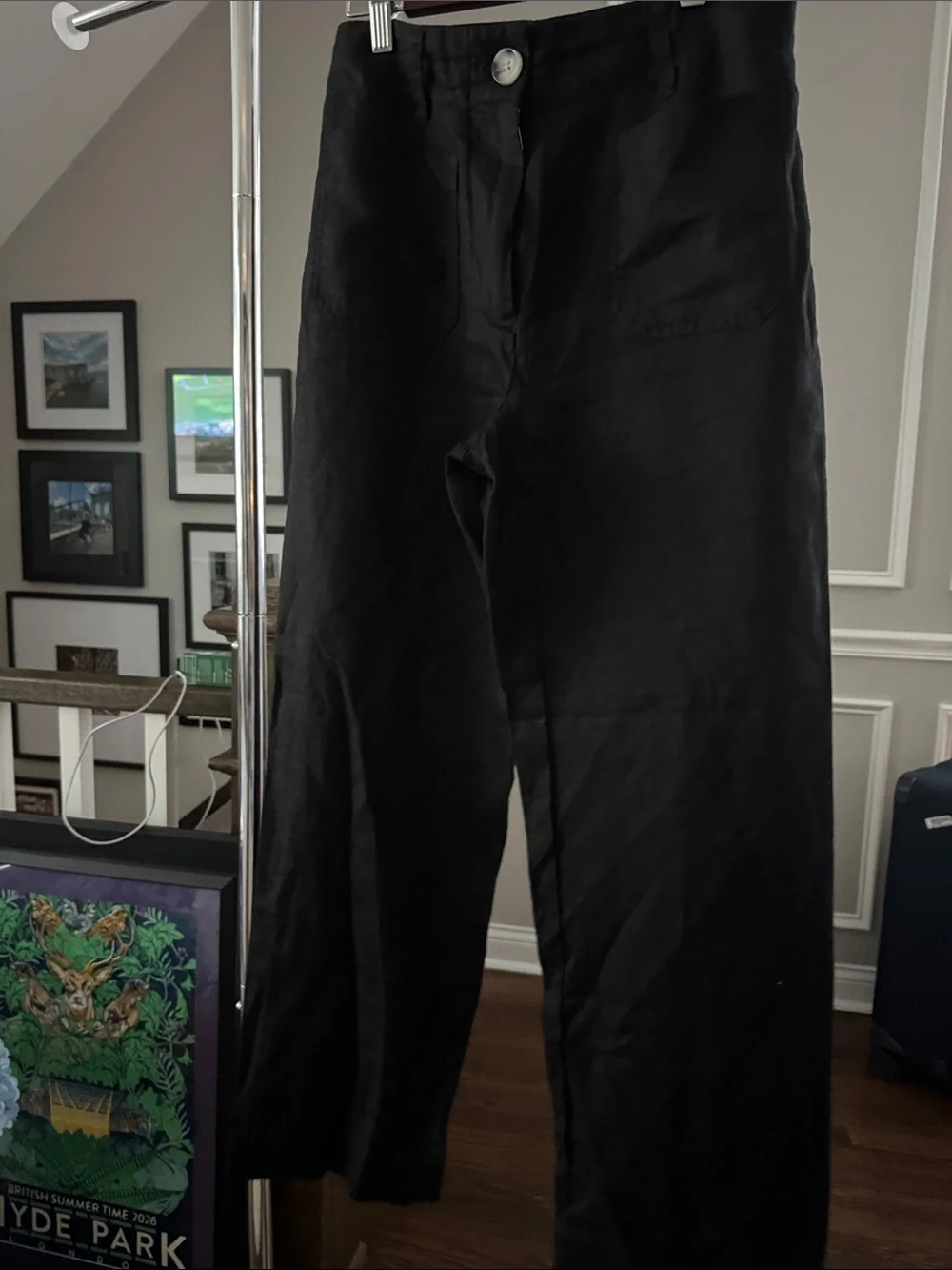 Quince Black Wide-Leg Linen-Blend Chinos